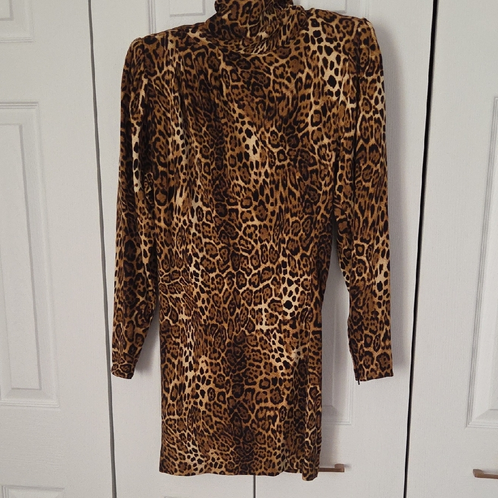 Leopard Print Long Sleeve Dress